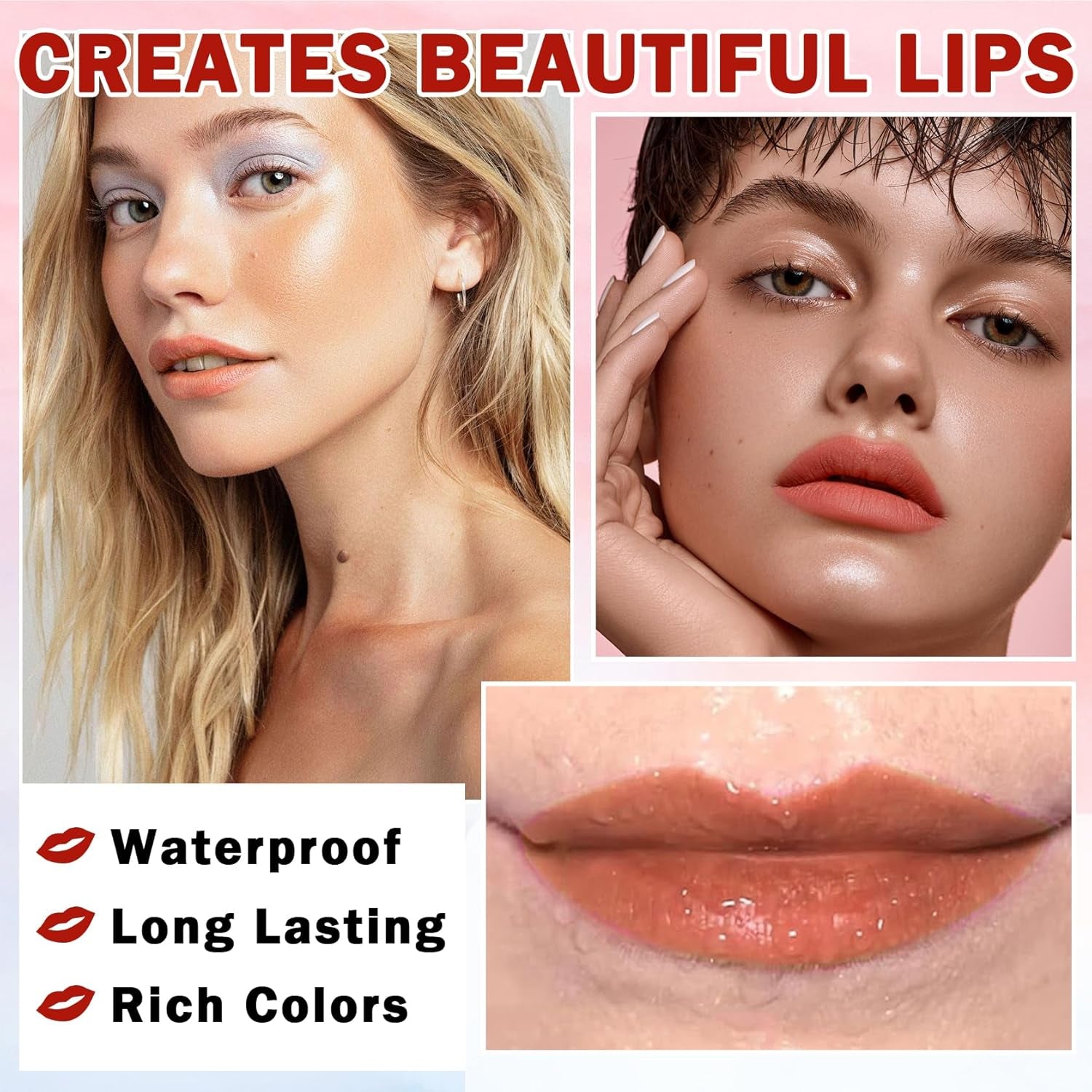 Dual-Color Peel-Off Lip Stain - Long-Lasting Matte Lip Tint with Waterproof Formula (01+02)